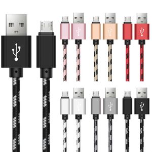 Cables de cargador de sincronización de datos de tela V8 Micro USB USB para Samsung Galaxy S7 S6 S5 S4 Teléfono Android 50pcs / lot