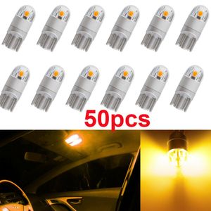 50 pcs/Lot jaune ambre voiture T10 w5w LED 3030 2SMD cale intérieur lecture côté licence ampoule W5W 194 168 158 192 2825 lampe DC 12 V