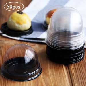 50pcs Mini boîtes à gâteaux rondes et emballage boîte en plastique transparente pour gâteau avec couvercle boîte à gâteau de lune bouffée de jaune d'oeuf boîte d'emballage transparente239h