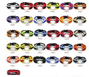 50pcs nouveaux styles de mélange 32 équipes de football bracelets de survie paracorde sur mesure bracelet de sport de camping logo personnalisé parapluie d'équipe