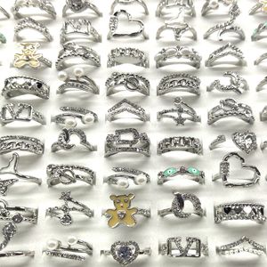 50 unids/pack elemento Animal Rhinestone lindo anillos de mujer forma de oso, etc.