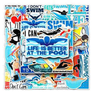 50 pièces exercice physique autocollants de natation autocollants amoureux de la natation dessin animé sport Graffiti autocollants étui de téléphone mixte bagages étanche bricolage décalque