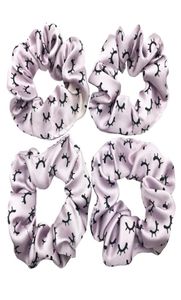 50 Uds. De gomas elásticas con estampado de pestañas rosas y moradas, banda elástica para el pelo para niñas, coleta para el pelo, Color personalizado, Accep2272736