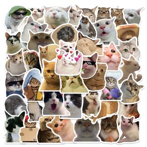 50 PCS Populaire Dessin Animé Drôle Chat Autocollants Dazzle Réaliste Kitty Expression Graffiti Autocollant Étanche Cahier Scrapbooking Téléphone Ordinateur Portable Décoration Stickers 4