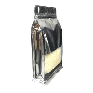 Sacs d'emballage refermables en aluminium brillant, 50 pièces, avec fenêtre transparente, fermeture éclair, sac d'emballage alimentaire, vente en gros, pochette en argent