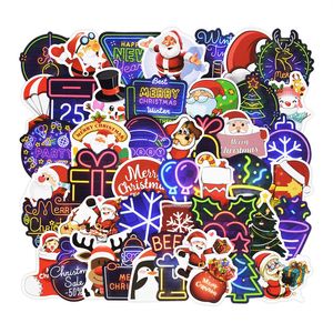 50pcs / Set Series de Noël Stickers Santa Claus Tree Elk Graffiti Stickers pour Cahier Jeux Casque Casque Guitare Scooter Cars Stick-cadeau de moto Autocollant-cadeau