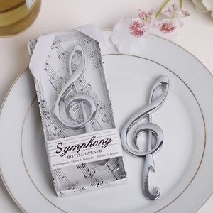 50 UNIDS WeddingBridal Shower Favors Symphony Theme Silver Solid Metal Music Note Abrebotellas Con Elegante Caja de Regalo Empaquetado Bar Party Supplies