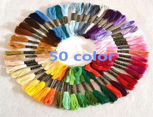 50 Uds. Útiles mezcla de colores punto de cruz ovillos de costura de algodón hilo de bordar Kit de hilo herramientas de costura DIY envío directo completo 5726630