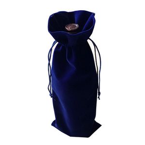 50 Pcs Velours Bouteille De Vin Cordon Sacs Pochette Cadeau Velours Faveur De Mariage Titulaires Sacs 15X36 cm Bleu Vin-Rouge Kaki