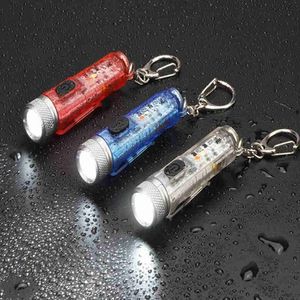 50 pièces étanche Mini lampe de poche LED porte-clés torche Rechargeable USB avec feux latéraux magnétiques éclairage fluorescent à longue portée