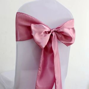 50pcs100pcs Dusty Rose Satin Mariage Chaise de mariage Bow Sashes ANNIVERTURE ANNIVERSION EL PARTER RIBBON NOTS TIES 231222