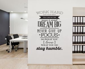50 ensembles/lot 100*56 cm n'abandonnez jamais le travail dur rêve grande Motivation stickers muraux stickers muraux décor de salle de bureau