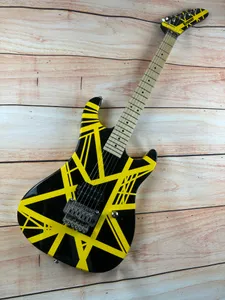 5150 guitare électrique, corps d'aulne importé, touche à l'érable canadien, signature, rayures jaune et blanc classiques, emballage éclair