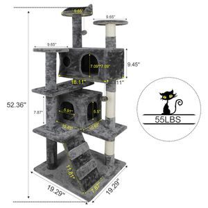 52 Cat Tree Activity Tower Pet Kitty Furniture with Scratching Posts Ladders268N