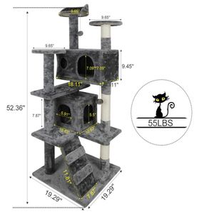 52quot Árbol para gatos Torre de actividades Muebles para mascotas y gatitos con postes rascadores dders64313225153265