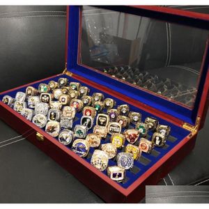 55Pcs 1967 To 2023 Basketball Team Champions Championship Ring Set With Wooden Box Souvenir Men Women Boy Fan Brithday Gift 2022 Hip H Dh4Ur