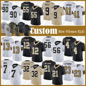 Derek Carr Alvin Kamara camiseta de fútbol Tyrann Mathieu Michael Thomas Marshon Lattimore Taysom Hill Chris Olave Demario Davis Jamaal Williams