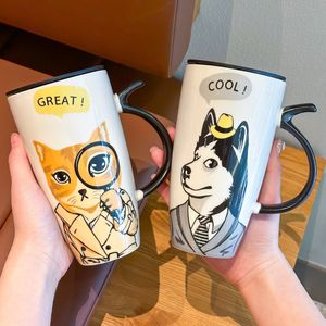 Taza de café divertida para perros y gatos de 580ML, Taza de cerámica para mujeres y hombres, para trabajo de Chocolate caliente, Navidad, Halloween, novio, novia, regalo único