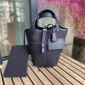 5A Canvas Totes de cuero real Diseñador de lujo Bolso de cubo de hombro con cerradura Bolsos casuales de mujer Picotin Bolso de moda único para mujer Monederos interiores 2620