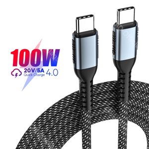 5A USB C a USB tipo C PD 100W Cables de carga rápida para Samsung Mac Pro HP DELL Carga rápida C-C Cable de datos con cable