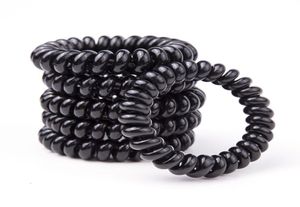 5cm couleur noire fil téléphonique cordon cheveux cravate filles enfants élastique bandeau anneau corde Bracelet extensible 9313771