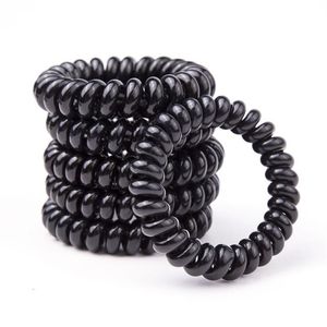 Cordon de fil téléphonique de couleur noire, 5cm, cravate pour cheveux, bandeau élastique pour filles et enfants, anneau, corde, extensible, 313D
