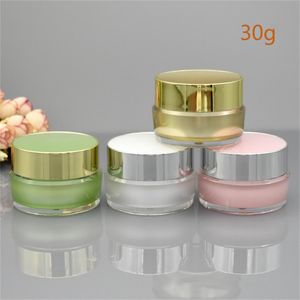 5g 10g 20g 30g Vide Rechargeable Acrylique Maquillage Cosmétique Visage Crème Lotion Pot Pot Bouteille Conteneur avec Couvercle et Tampon Intérieur