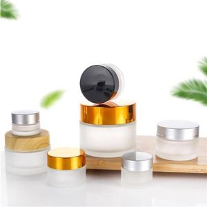 5g 10g Tarro de vidrio Botella de crema facial Envase vacío cosmético con tapa de oro plateado negro y almohadilla interior para loción bálsamo labial Iqcxh