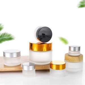 5g 10g Pot en verre Bouteille de crème pour le visage Cosmétique Récipient vide avec couvercle en argent noir et tampon intérieur pour lotion baume à lèvres Svwug Pphsf