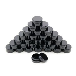 Frascos negros redondos de 5G/5ML con tapas de rosca para polvo acrílico, diamantes de imitación, dijes y otros accesorios para uñas Gxlip