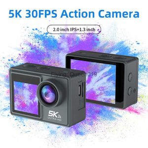 Cámara de acción 5K 30FPS Pantalla IPS dual Cámara de acción para bicicleta impermeable Cámara de video para exteriores HD 170 grados Gran angular WiFi Foto temporizada HKD230830