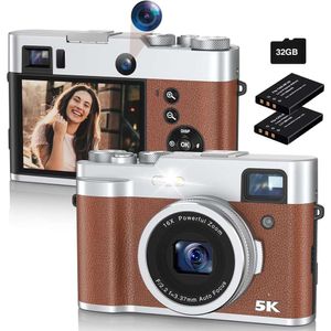 Caméra numérique 5K avec caméra selfie 48 MP, objectifs doubles, zoom 16x, tournage compact pour photographie, viseur inclus