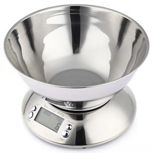 5 kg 1g 1g en acier inoxydable Kitchen Scale alimentaire LCD Échelles de poids de cuisine électronique numérique avec bowl alarme Timer Température Capteur Y2256K