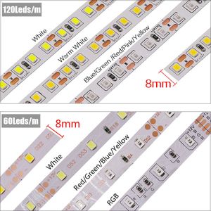 5M 2835 LED bande 12V lumière LED étanche 60/120 s/m RGB bande 5050 5054 ruban Flexible blanc/rouge/vert/bleu Y0720