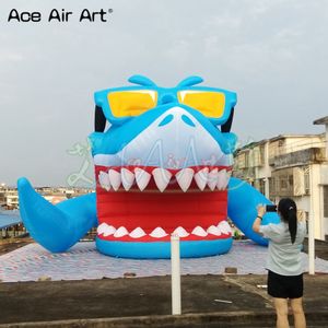 5mh géant du stand de requin gonflable géant stand de concession de concession Station de vente de fête fabriquée par Ace Air Art