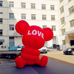 5mH (16.5ft) avec ventilateur en gros prix usine ballon gonflable rouge ours d'amour avec lumière pour la décoration de parc musical de fête de mariage