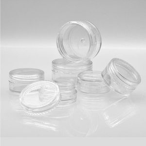 5ml 10ml 25g 3 ml 3g 5g 10g 15g 20g Pequeño tarro de crema transparente Caja de olla de plástico Mini contenedor de muestra de cosmético transparente con tapas Gitdx