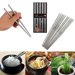 5Pairs Stainless Steel Chopsticks For Sushi Chinese Japanese Korean Chopsticks Set Design Metal Non-Slip Design Chopsticks
