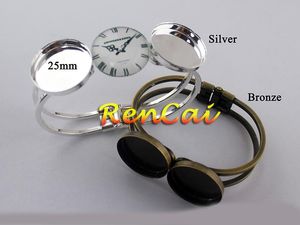 5 pc 25mm Double Rond Bracelet Bracelet Plateau Lunette Blanc Réglage Top Populaire Cabochon Camée Bracelet Pour Les Femmes DIY Making