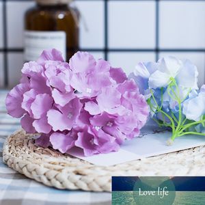 5 uds. De flores de seda artificiales azules, cabezas de Hortensia para decoración del hogar, pared de fondo grande, flores falsas blancas, accesorio de corona DIY