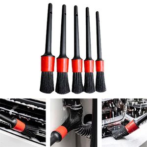 5pcs Car Detailing Brush Set Wheel Brush Auto Washing Kit Car Wheels Interior Dashboard Air Outlet Vents Brush Cleaning Tools