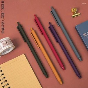 Bolígrafo de Gel de Color Retro de estilo chino, papelería de prensa de 0,5mm para útiles escolares, color negro Kawaii, 5 uds.