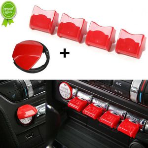 5 pièces tableau de bord moteur démarrage/arrêt bouton interrupteur couvre voiture moteur démarrage bouton décor casquettes rouge accessoires pour Ford Mustang 2015+