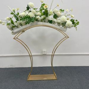 Support en arc doré 5 pièces, centre de Table de mariage, Vase à fleurs pour décoration de fête, événement