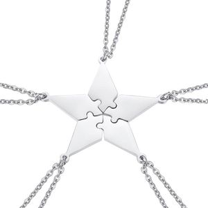 5pcs bonne famille amitié collier ensemble étoile à cinq branches puzzle cou pendentif mode bijoux créatifs accessoires pe necklaces337l