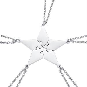 5pcs bonne famille amitié collier ensemble étoile à cinq branches puzzle cou pendentif mode bijoux créatifs accessoires pe necklaces2948