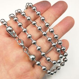 Collier chaîne perlée en acier inoxydable, 5 pièces, en vrac, boule de 6mm, pour hommes et femmes, fermoir Cool de 24 pouces