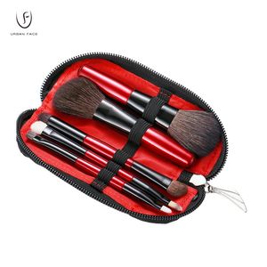 5 pièces maquillage voyage taille brosse rouge manche court maquillage brosse Kit poudre Blush brosse ensemble 240314