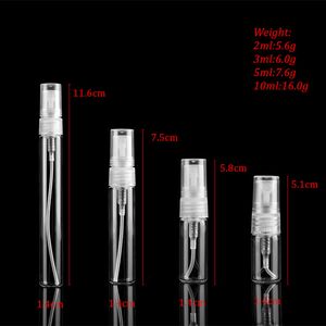 5pcs/pack 2ML 3ML 5ML 10ML Clear Mini Perfume Glass Bottle Empty Cosmetics Bottle Sample Test Tube Thin Glass Vials Amber