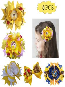 5pcs Princess Hair Bows Yellow Red Beauty Girl Girl Cher Clips For Girl Hair Accessories2686540